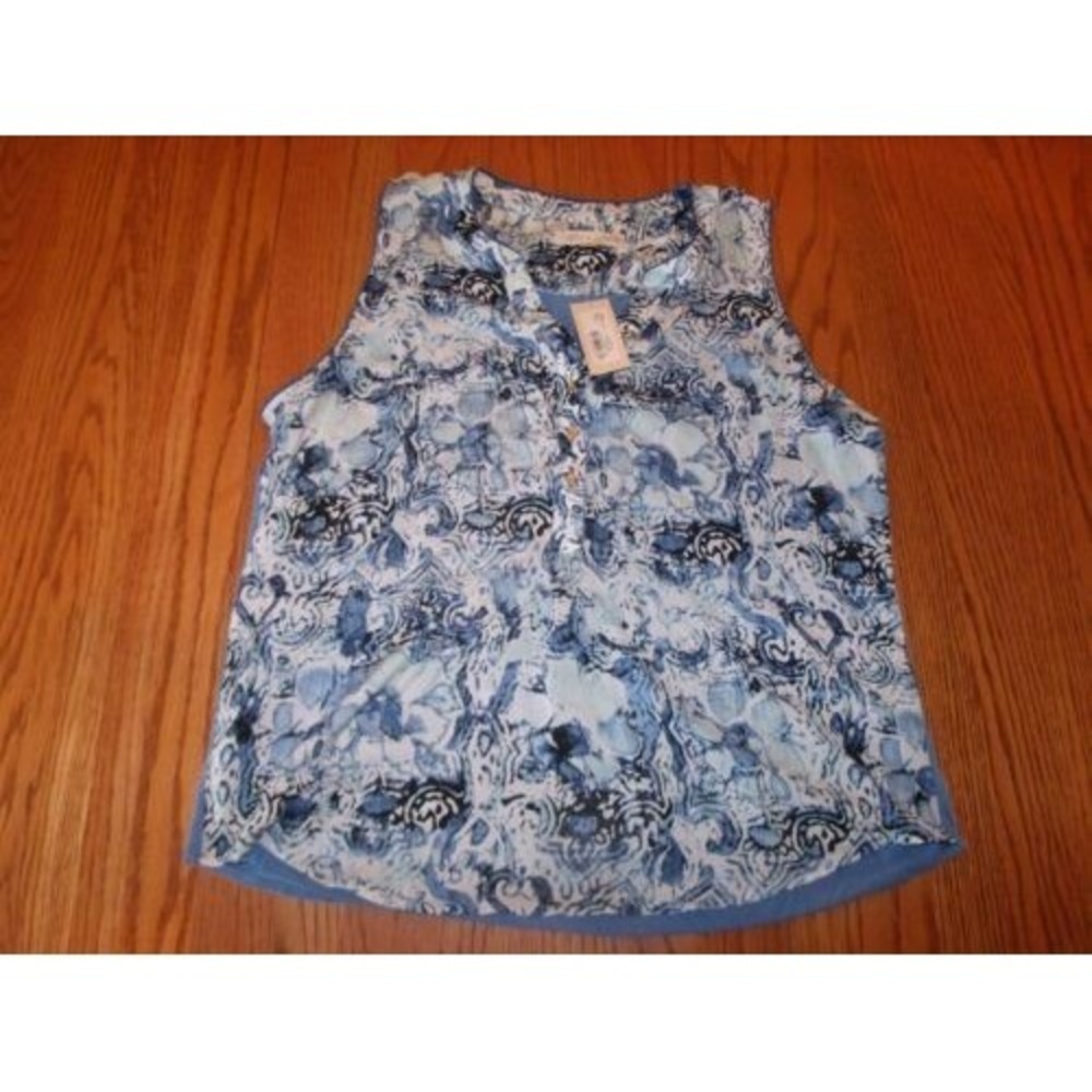 NWT Hanna and Gracie Womens Blue Print Tank Size Medium